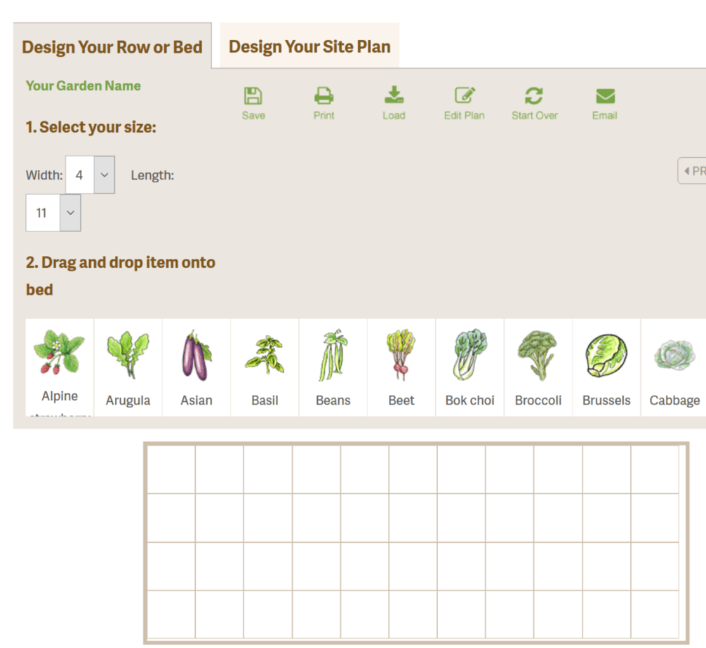 Example of online gardening tool