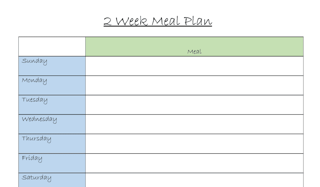2 week meal plan image